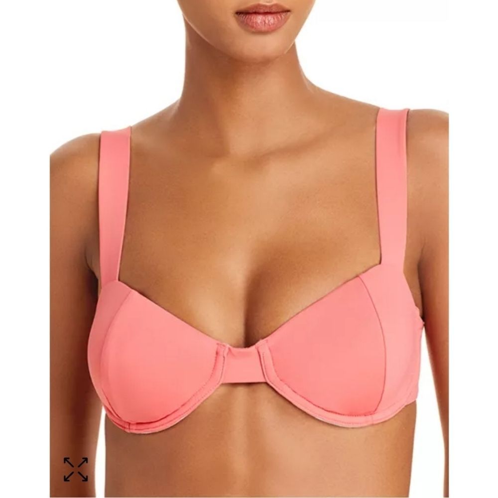 Aqua Swim Underwire Bandeau Bikini Swim Top in Light Coral